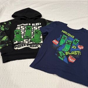 Minecraft Kids Hoodie and T-Shirt Set - Black and Blue